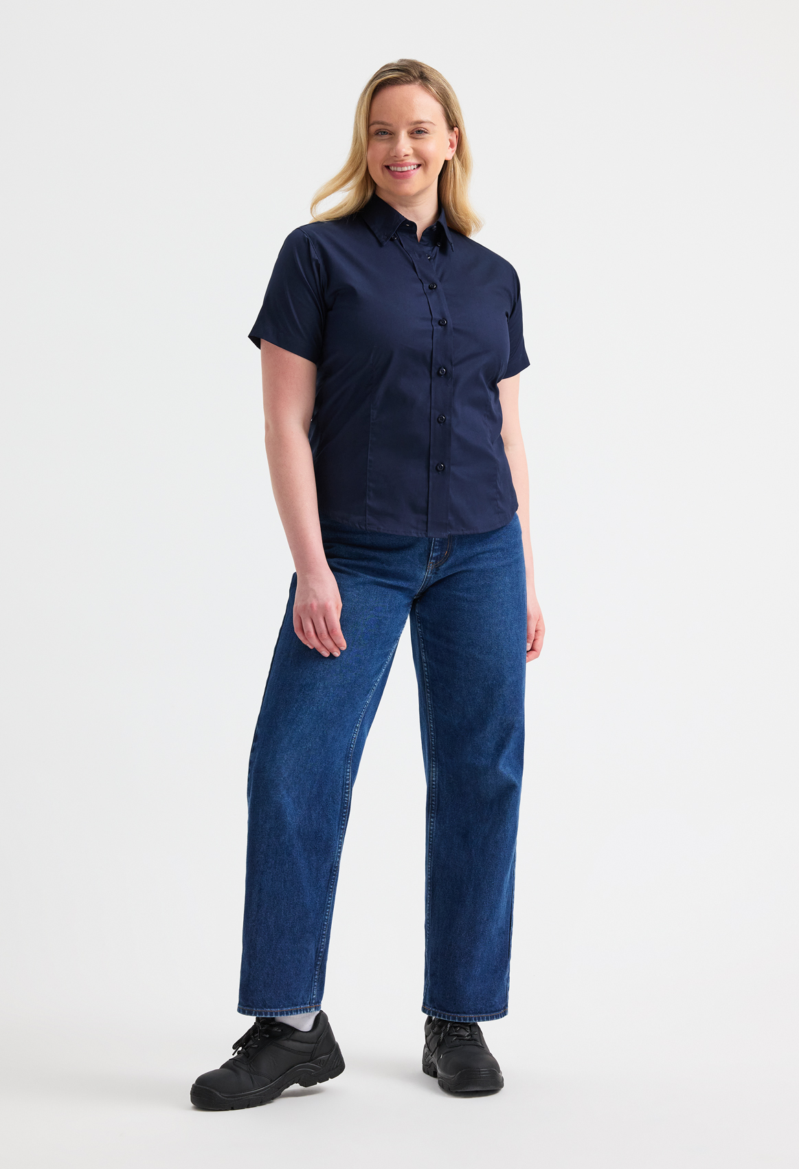 Uneek Ladies Pinpoint Oxford Half Sleeve Shirt